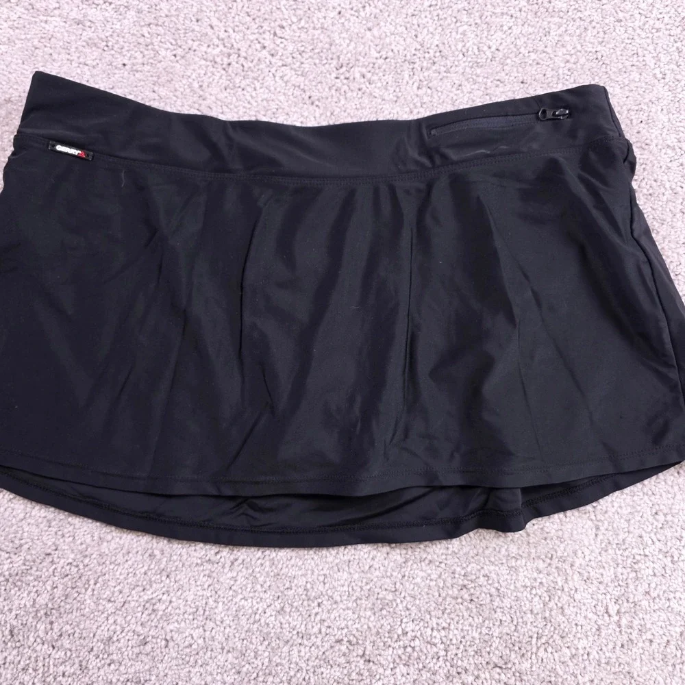 Gerry Swim Skirt Womens Large Black‎ Built-in Brief Zipper Pocket Athletic Skort